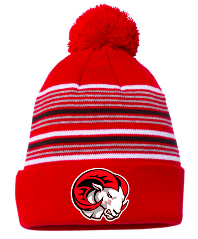 WSSU Striped Ram Beanie w/ Pom