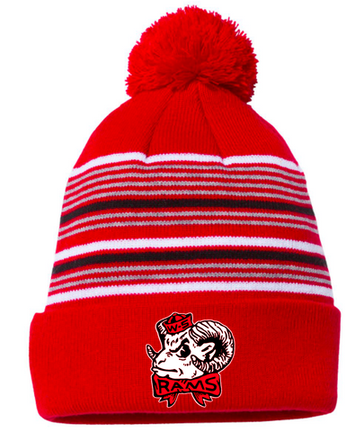 WSSU Striped Retro Ram Beanie w/ Pom